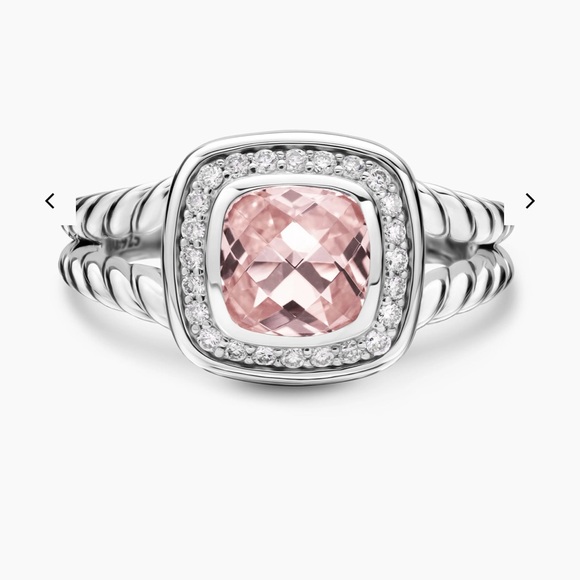David Yurman Petite Morganite Albion Ring Sz 7.5 - Picture 6 of 6
